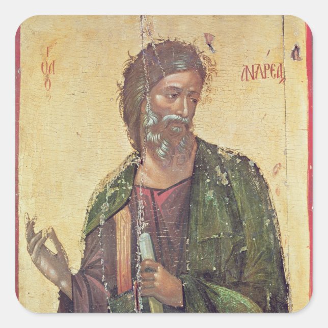 Pegatina Cuadrada Icono que representa St. Andrew (Anverso)