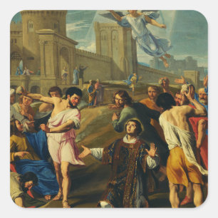 Pegatina Cuadrada Iconografía del Arte de San Esteban el Protomártir