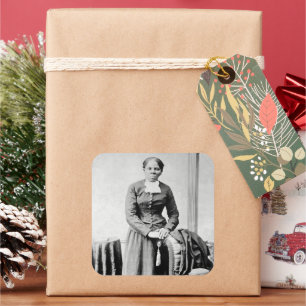 Pegatina Cuadrada Iconos de la Historia Negra: Harriet Tubman, Derec