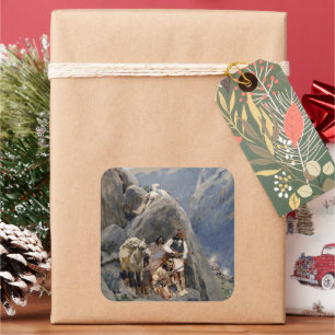 Pegatina Cuadrada Iconos de los nativos americanos: Guerreros Apache