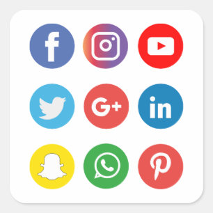 Pegatina Cuadrada iconos de redes sociales