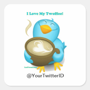 Pegatina Cuadrada ID de Twitter Me encantan los regalos de Twoffee R