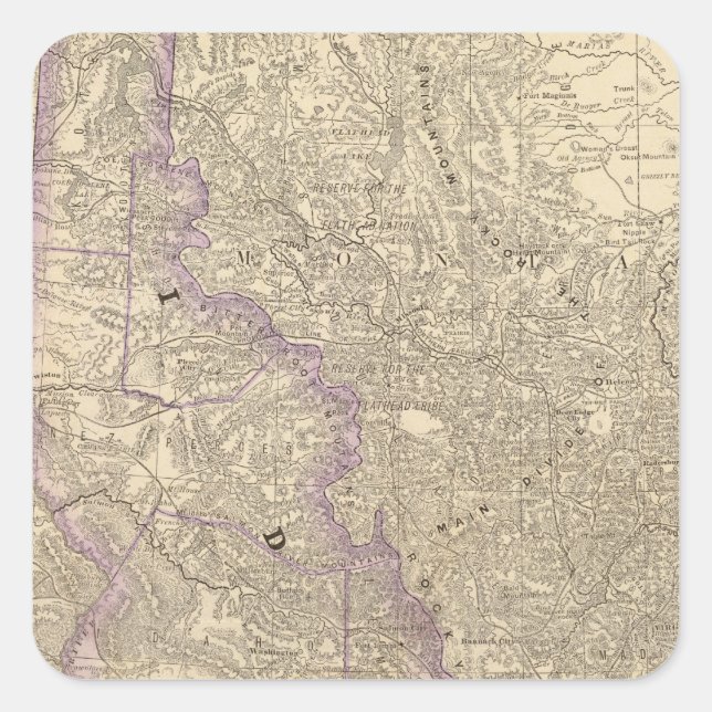 Pegatina Cuadrada Idaho 3 (Anverso)