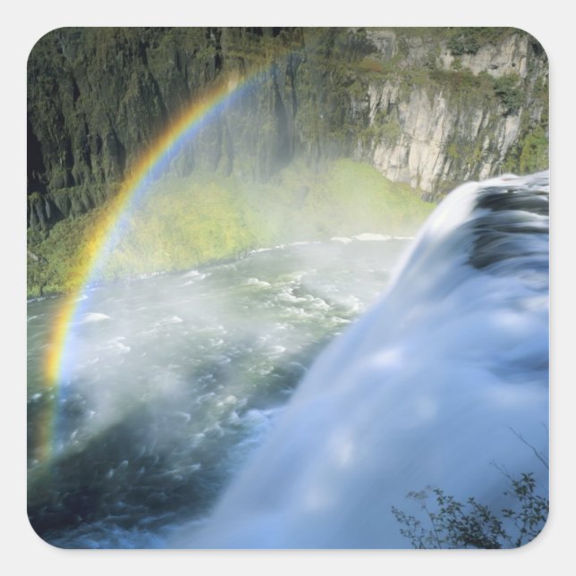 Pegatina Cuadrada Idaho. EE.UU. Arcoiris en spray sobre Mesa Alta (Anverso)