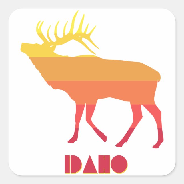Pegatina Cuadrada Idaho Elk (Anverso)