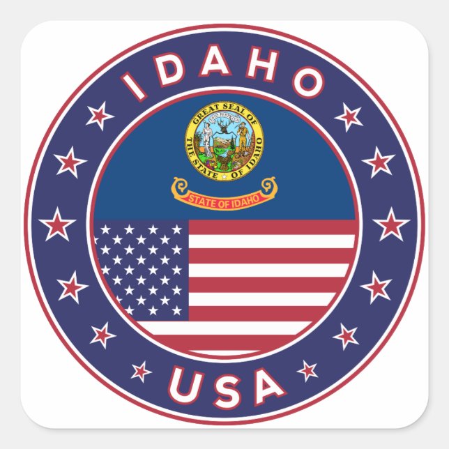 Pegatina Cuadrada Idaho, Idaho USA, Idaho sticker (Anverso)