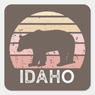 Pegatina Cuadrada Idaho Retro Bear