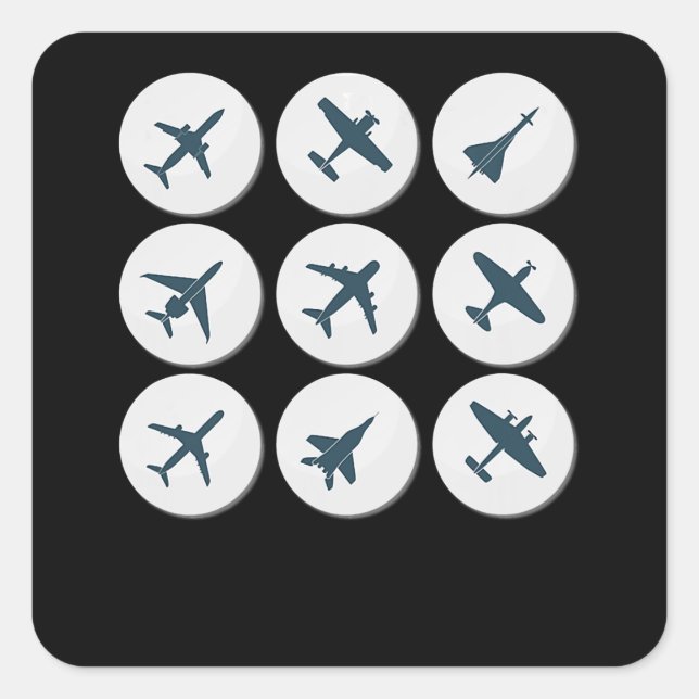 Pegatina Cuadrada Idea de regalo de cumpleaños de piloto de vuelo de (Anverso)