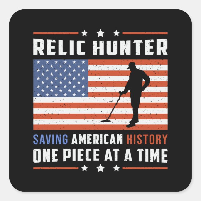 Pegatina Cuadrada Idea de regalo del detector de detección metalizad (Anverso)