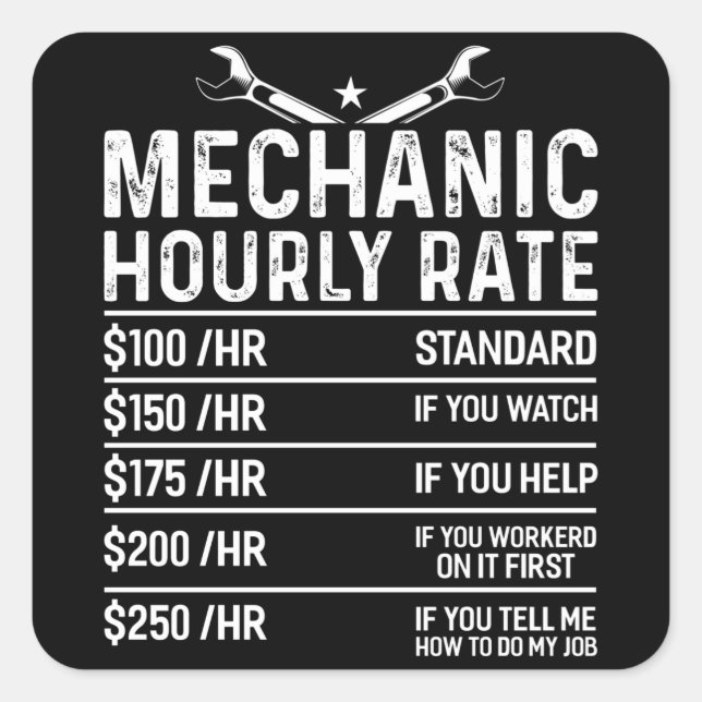 Pegatina Cuadrada Idea de regalo del taller mecánico de diversiones  (Anverso)