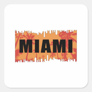 Pegatina Cuadrada Idea de regalo divertida en Miami USA City Citysca