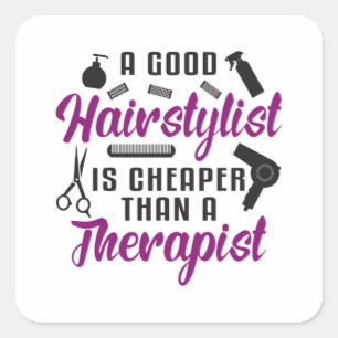 Pegatina Cuadrada Idea de regalo estilista de barbería estilizada pa