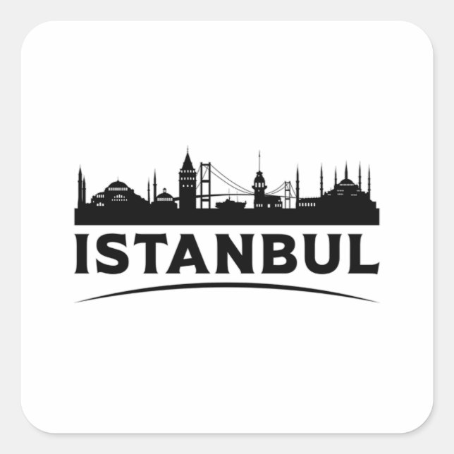 Pegatina Cuadrada Idea de regalo para el paisaje urbano de Estambul (Anverso)