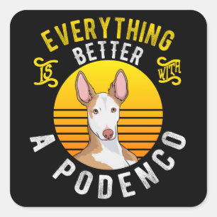 Pegatina Cuadrada Idea del propietario de un perro podenco