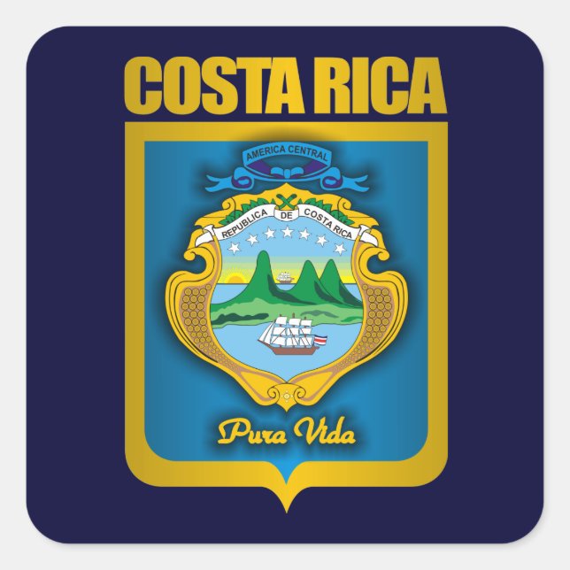 Pegatina Cuadrada Ideas de regalo "Oro de Costa Rica" (Anverso)