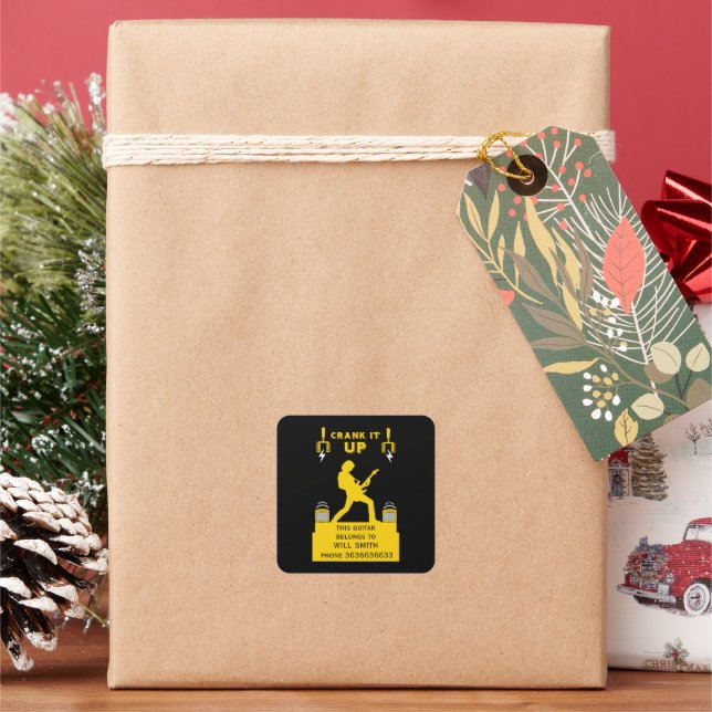 Pegatina Cuadrada Identificación de propiedades del Funda de guitarr (Vacaciones)