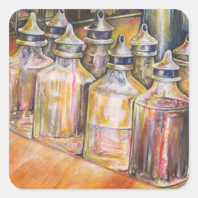 Pegatina Cuadrada Ideografía de la luz dorada (Anverso)