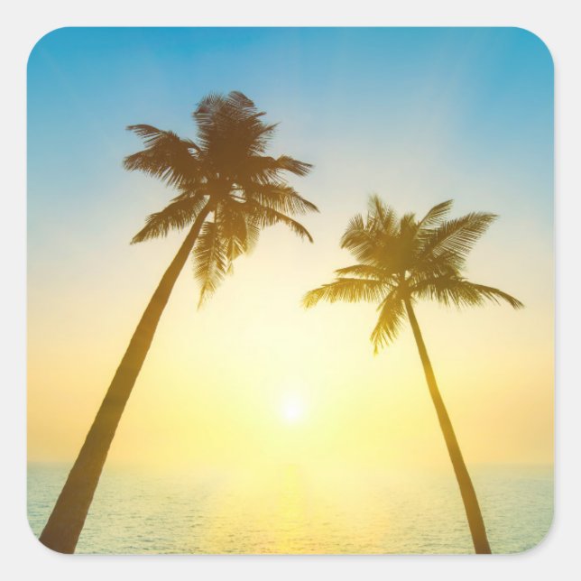 Pegatina Cuadrada Idílico cielo tropical (Anverso)