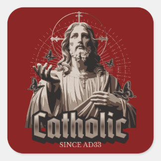 Pegatina Cuadrada Iglesia Católica Romana desde el año 33 de Cristo