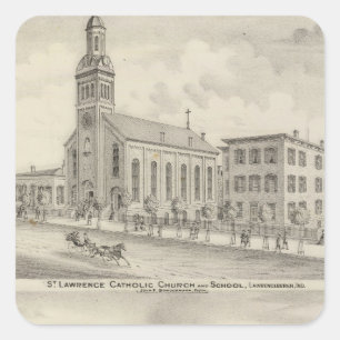 Pegatina Cuadrada Iglesia católica San Lorenzo