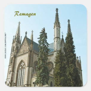 Pegatina Cuadrada Iglesia de Apollinaris en Remagen, Alemania