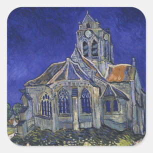 Pegatina Cuadrada Iglesia de Auvers por Vincent van Gogh