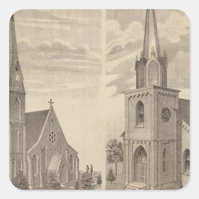 Pegatina Cuadrada Iglesia de Cristo, Ala Roja, Minnesota (Anverso)