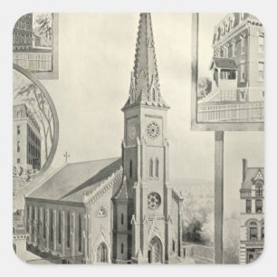 Pegatina Cuadrada Iglesia de la Inmaculada Concepción, Waterbury