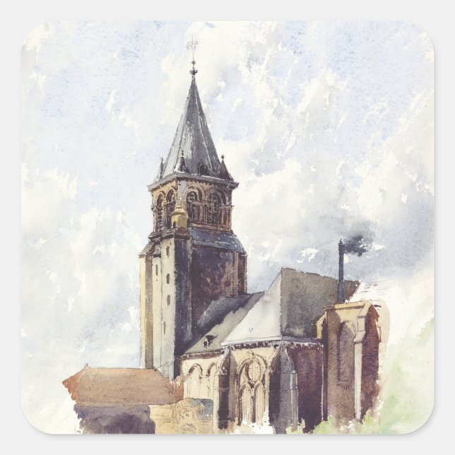 Pegatina Cuadrada Iglesia de Saint Germain des Pres París (Anverso)