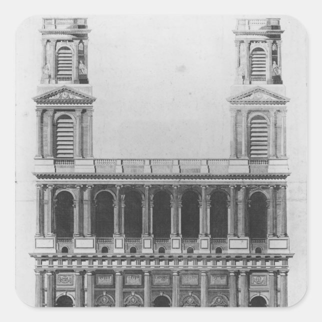 Pegatina Cuadrada Iglesia de Saint-Sulpice (Anverso)