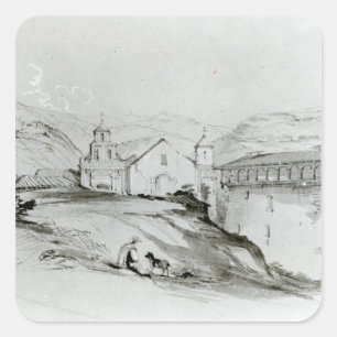Pegatina Cuadrada Iglesia de San Francisco, Valparaíso, 1834