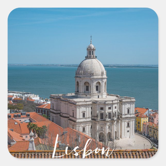 Pegatina Cuadrada Iglesia de Santa Engracia en Lisboa, Portugal (Anverso)