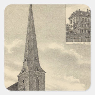 Pegatina Cuadrada Iglesia de Santa Teresa, Nebraska