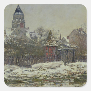 Pegatina Cuadrada Iglesia de Vetheuil, 1879