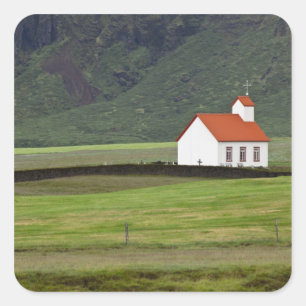 Pegatina Cuadrada Iglesia luterana, Islandia