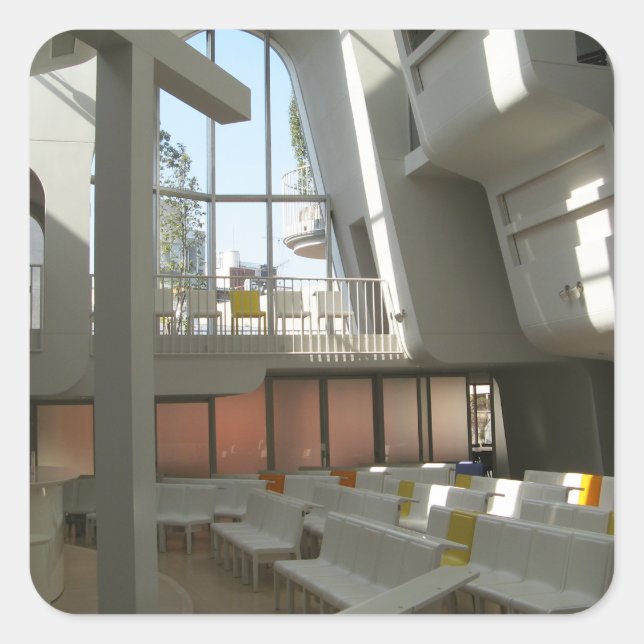 Pegatina Cuadrada Iglesia protestante de Harajuku, Tokio, Japón (Anverso)