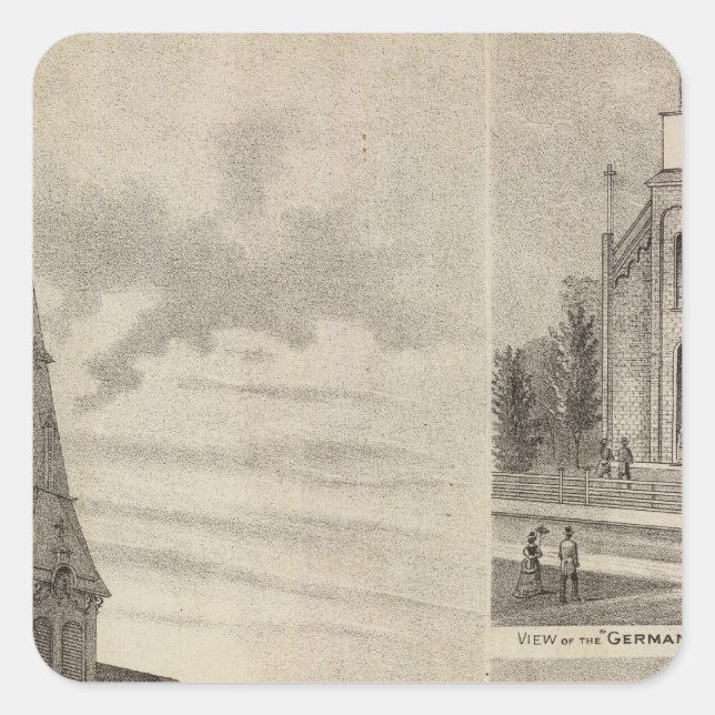 Pegatina Cuadrada Iglesias católicas alemanas en Minnesota (Anverso)