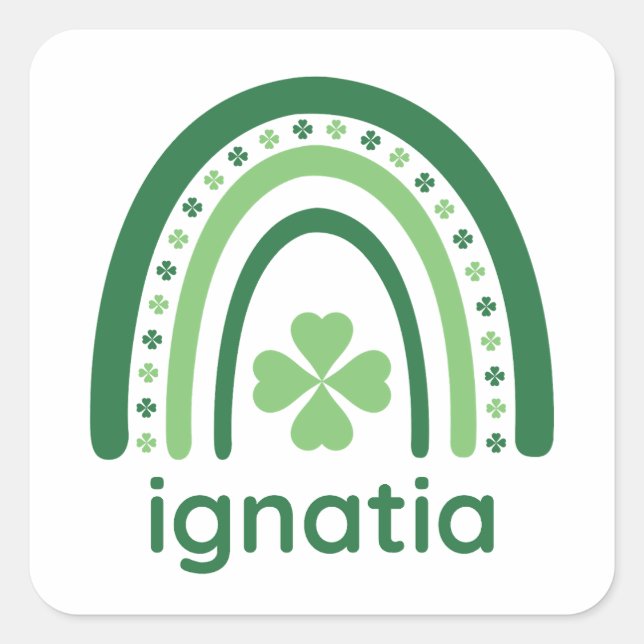 Pegatina Cuadrada ignatia nombre Clover Boho Rainbow (Anverso)