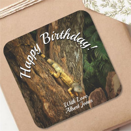 Pegatina Cuadrada Iguana de cumpleaños 1069