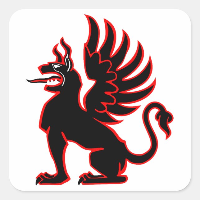 Pegatina Cuadrada III./JG 26 Jagdgeschwader 26 Red Griffin Insignia (Anverso)