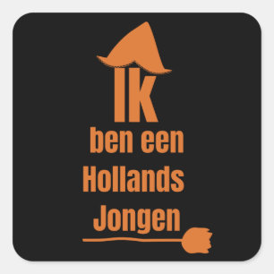 Pegatina Cuadrada Ik ben een Hollands Jongen - Soy un chico holandés