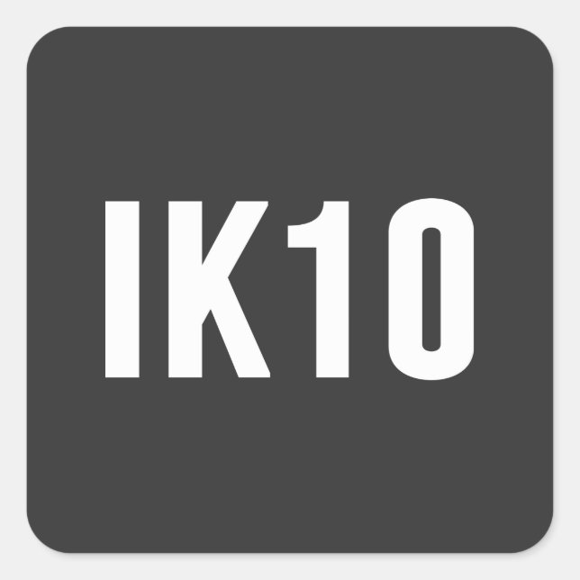 Pegatina Cuadrada IK, protección de impacto, calificación IK, IK10 (Anverso)