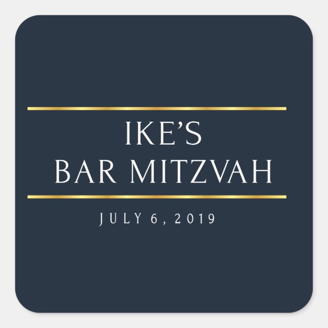 Pegatina Cuadrada ike's bar mitzvah (Anverso)