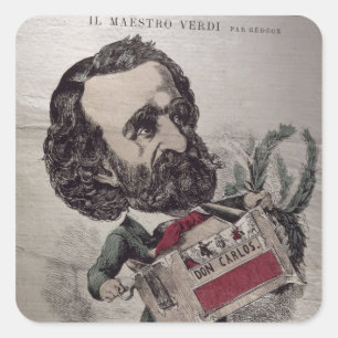 Pegatina Cuadrada Il Maestro', caricatura del italiano