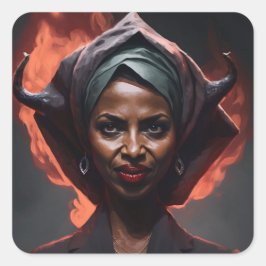 Pegatina Cuadrada Ilan Omar Muestra Sus Malvados Cuernos