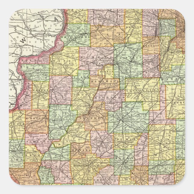 Pegatina Cuadrada Illinois (Anverso)