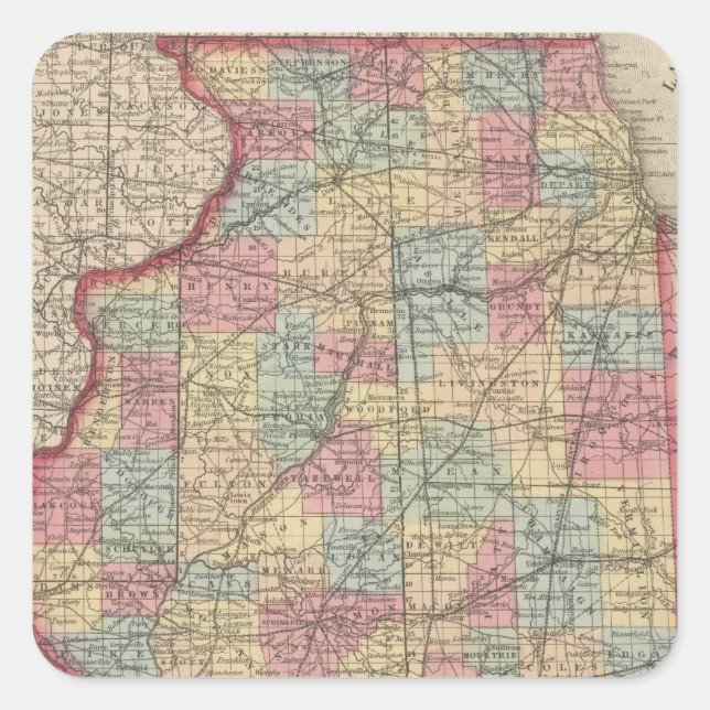 Pegatina Cuadrada Illinois 7 (Anverso)