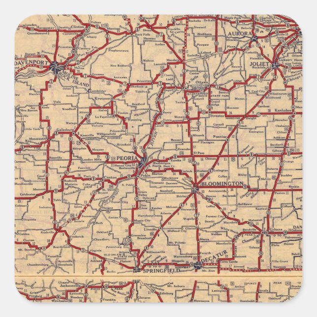 Pegatina Cuadrada Illinois 8 (Anverso)