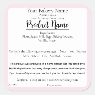 Pegatina Cuadrada Illinois Cottage Food Business Baking Label