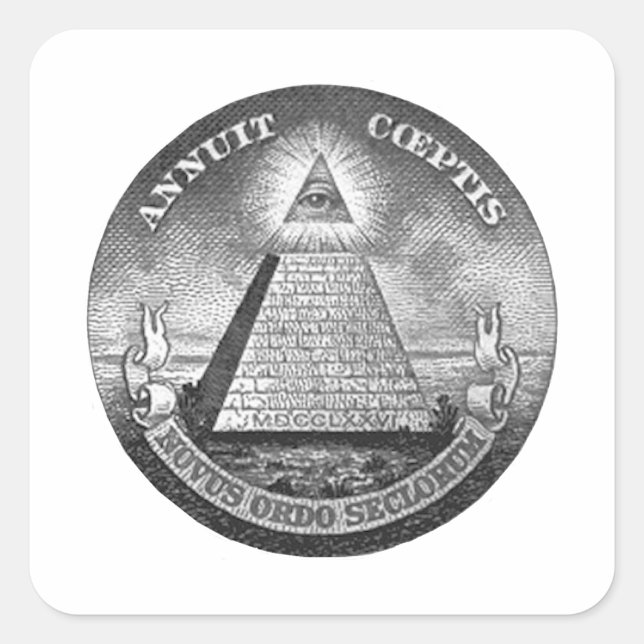 Pegatina Cuadrada Illuminati All Seye Eye (Anverso)